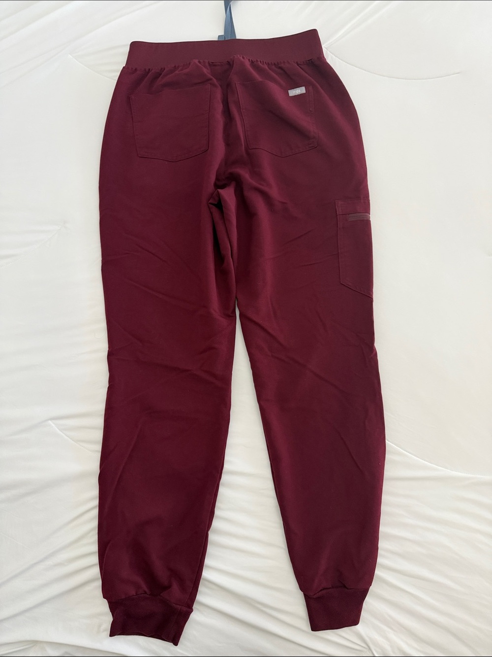FIGS Women's V-Neck Scrub Top and Jogger Set in Burgundy - Picture 6 of 6